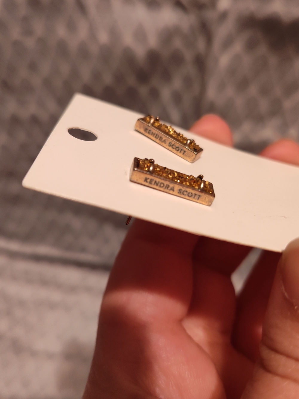 Kendra Scott Gold Glitter Bar Stud Earrings